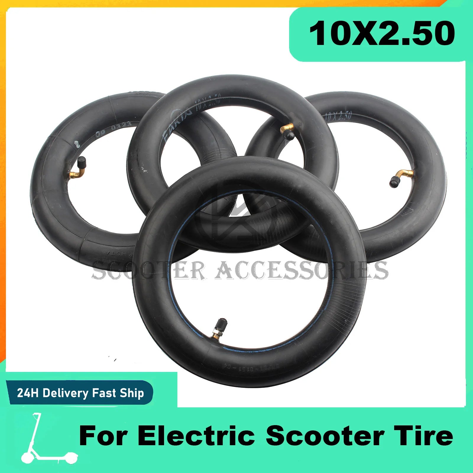 10X2.50 Inner Tube 10x2.5 Camera with Bent Valve 45 90 Degree for 10 Inch Baby Stroller Pram Scooter Electric Scooter Skateboard