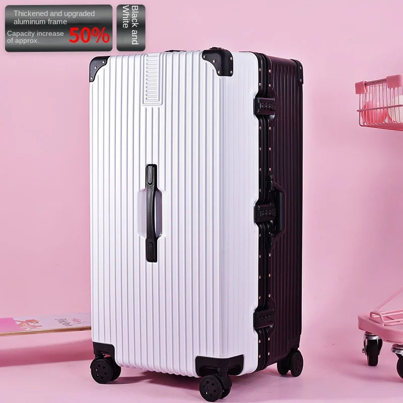 Extra Large 60/100 inch Unisex Luggage Thickened Travel Suitcase with Large Capacity TSA Lock Trolley Case Zipper Aluminum Frame