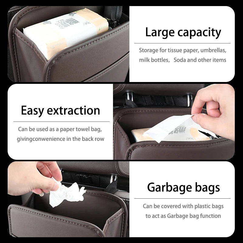 Car Seat Storage Bag Chair Back Water Cup Tissue Storage Box For Lincoln Mondeo MKC MKZ MKX MKT Aviator Navigator