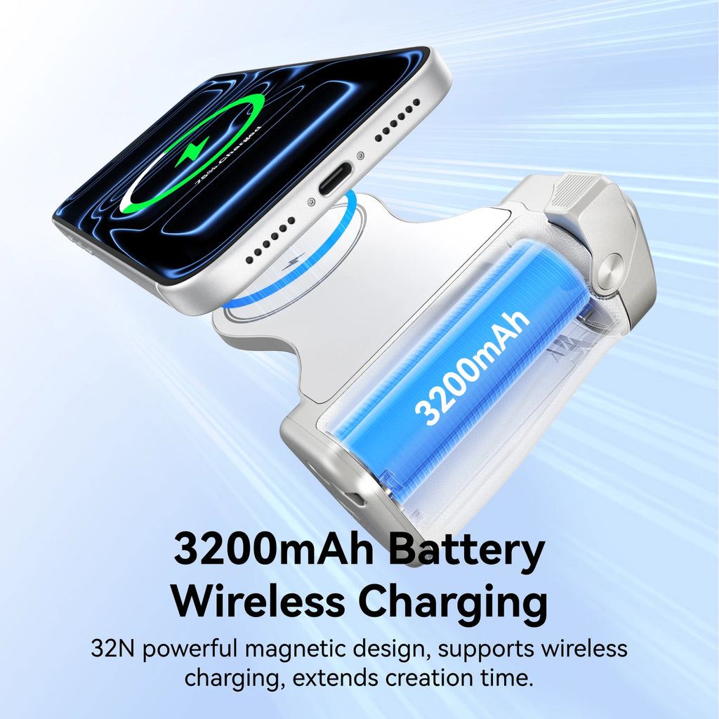 TELESIN Magnetic Phone Camera Shoot Hand Grip 3200Mha Powerbank Wireless Charging Phone Holder Shooting Aid for Iphone Andriod