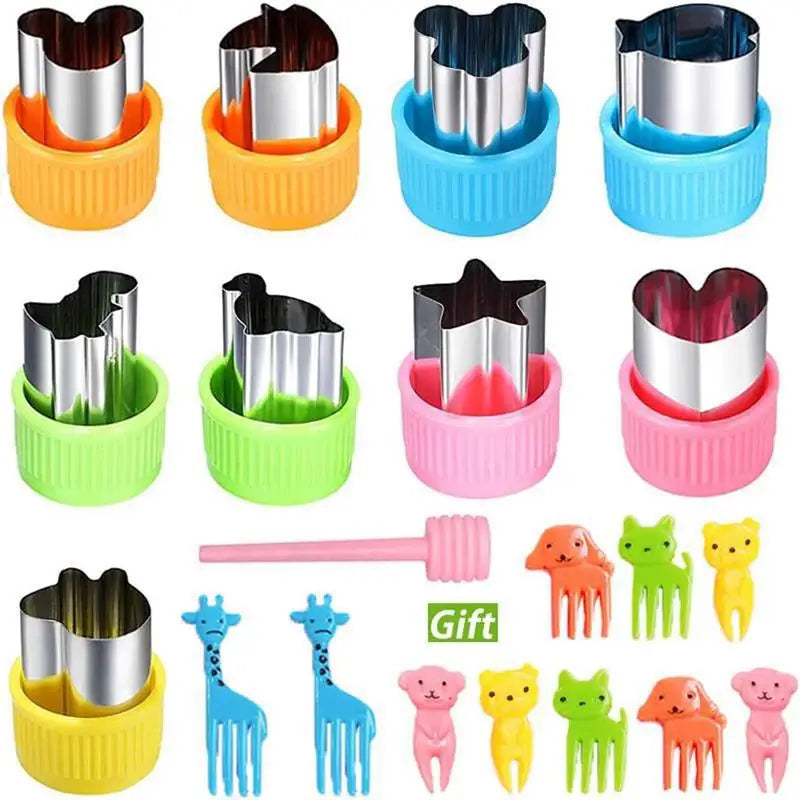 Animals Mini Vegetable Fruit Cutters Shapes Set for Kids Children DIY Cute Cookie Biscuits Cutter Food Bread Stamps Maker Mold