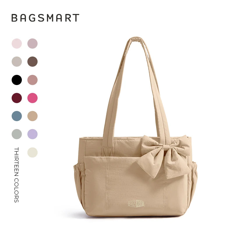 BAGSMART Tote Bag University Padded Shoulder Bag for Women Large Capacity Travel Handbag Daily Commute Women's Bag