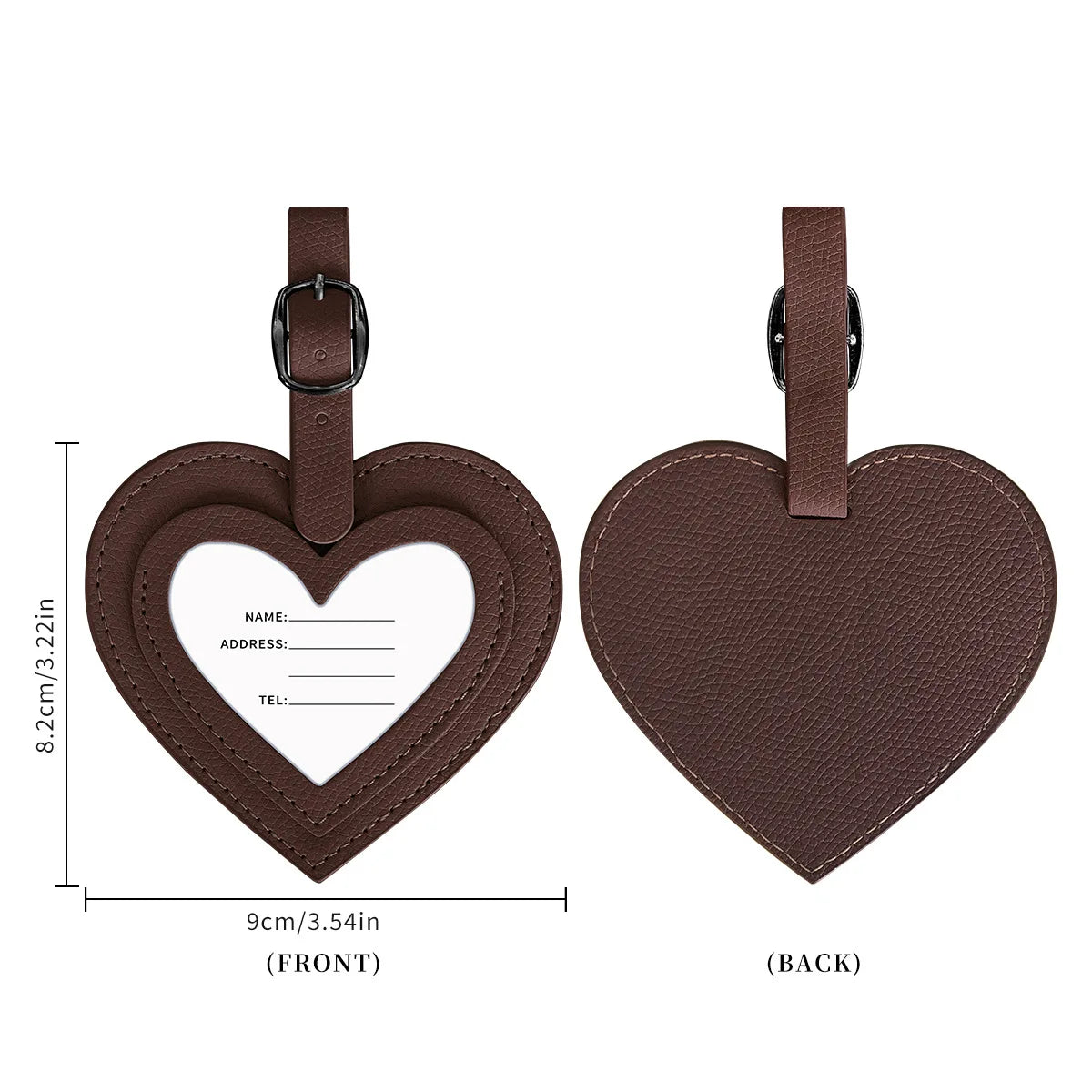 Fashion Heart Luggage Tag PU Leather Suitcase Anti-Loss Travel Baggage Tag for Suitcase Tags for Suitcases Luggage Handle Tags
