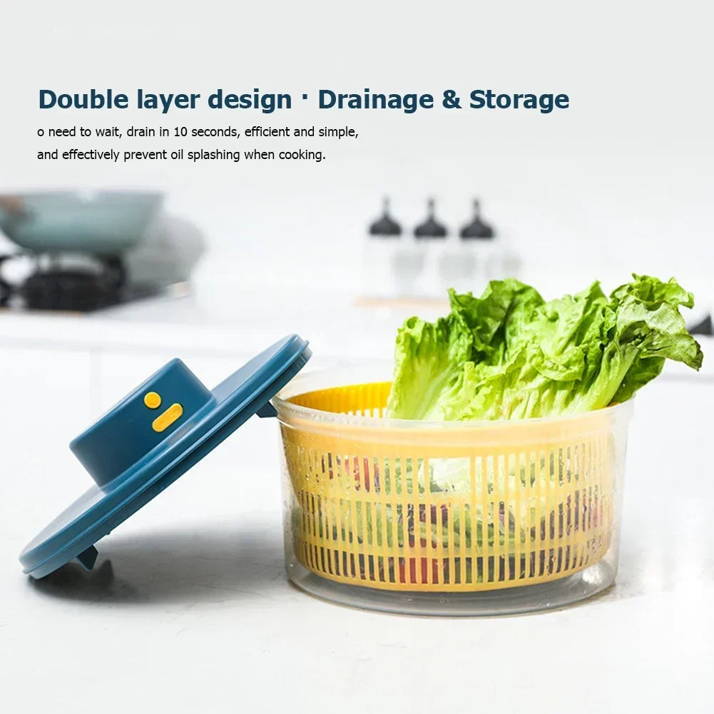 Salad Spinner Fruit Vegetable Household Salad Dehydrator Multifunctional Rechargeable Lettuce Dryer Quick Dry for Fresh Crisp