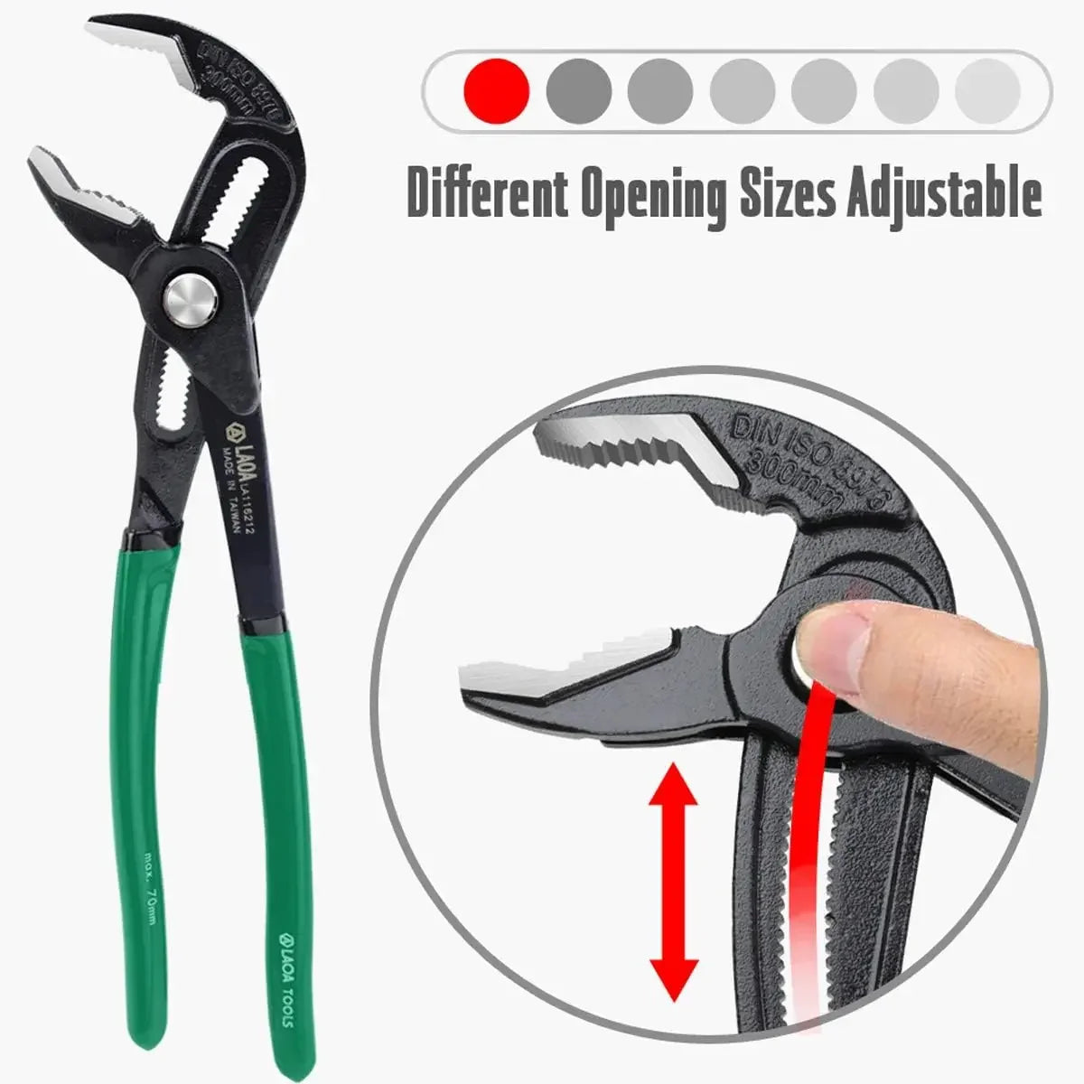 LAOA 12-Speed Quick-Adjusting Water Pump Pliers, Large-Opening Multi-Purpose Water Pipe Pliers, Push-Button Type