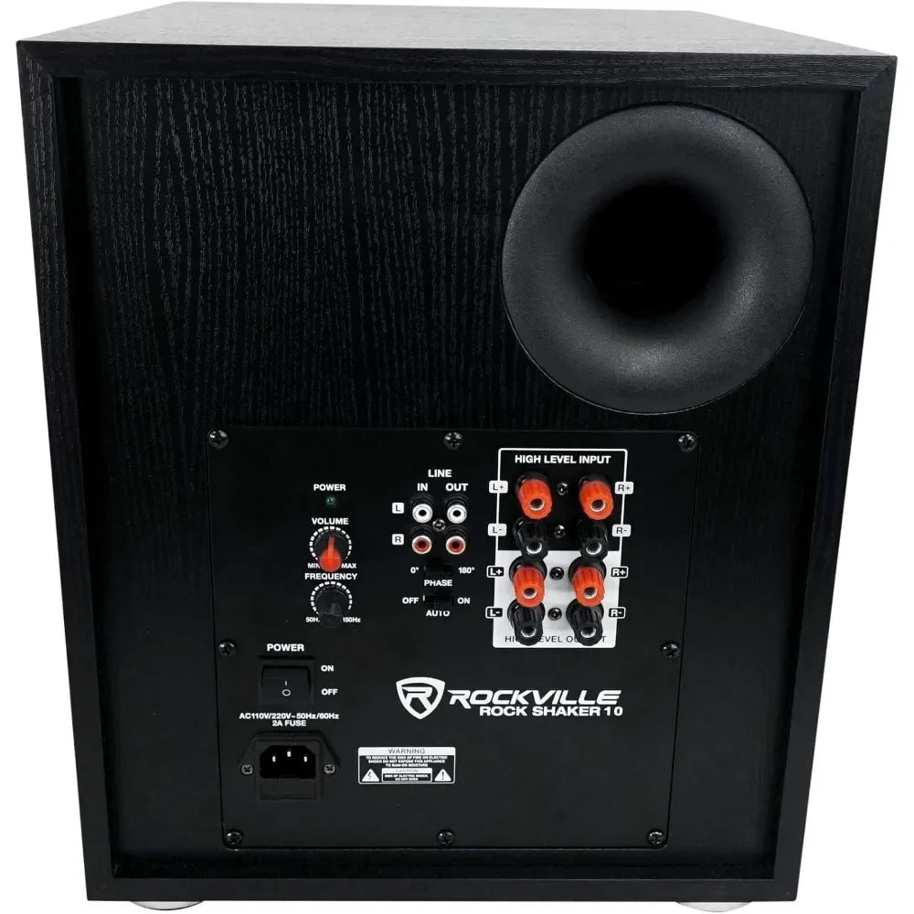 600W Powered Subwoofer, 10 Inch Bass Speaker with Adjustable Crossover for Home Theater and Studio