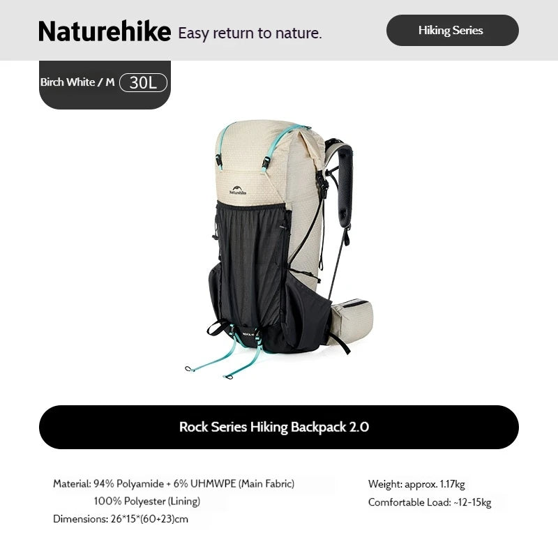 Naturehike Rock 2.0 Backpack Large Capacity Waterproof Travel Bag Camping Trekking Bag Outdoor Hiking Backpack With Rain Cover