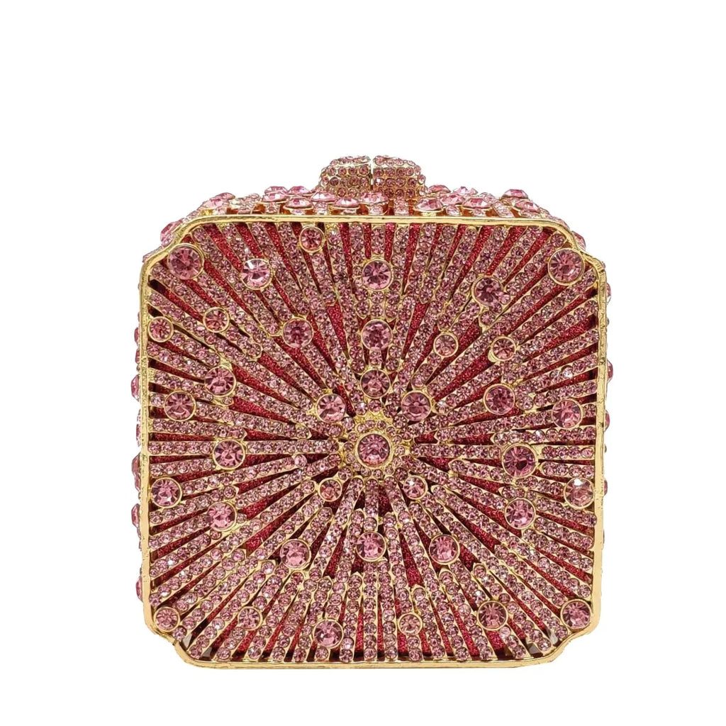 Women Clutch Bag Small Square Box, Full Cover Rhinestone Crystal Evening Bag, Handmade Bridal Party Wedding Prom Dinner Purse