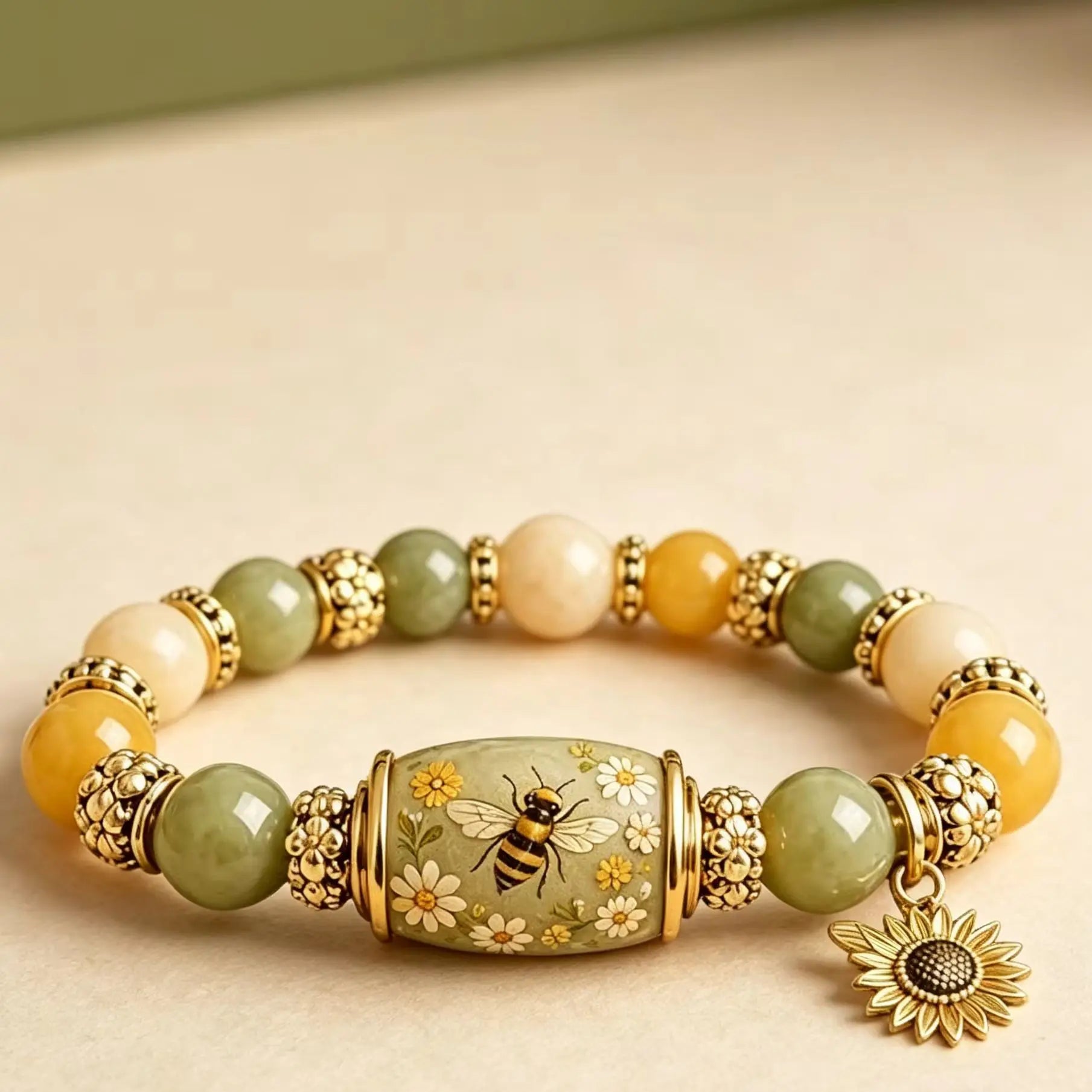 Colored Elastic Gemstone Beaded Bracelet Inspirational Charm Beads Bracelet Spring Blessings Jewelry for Women Mom Friends