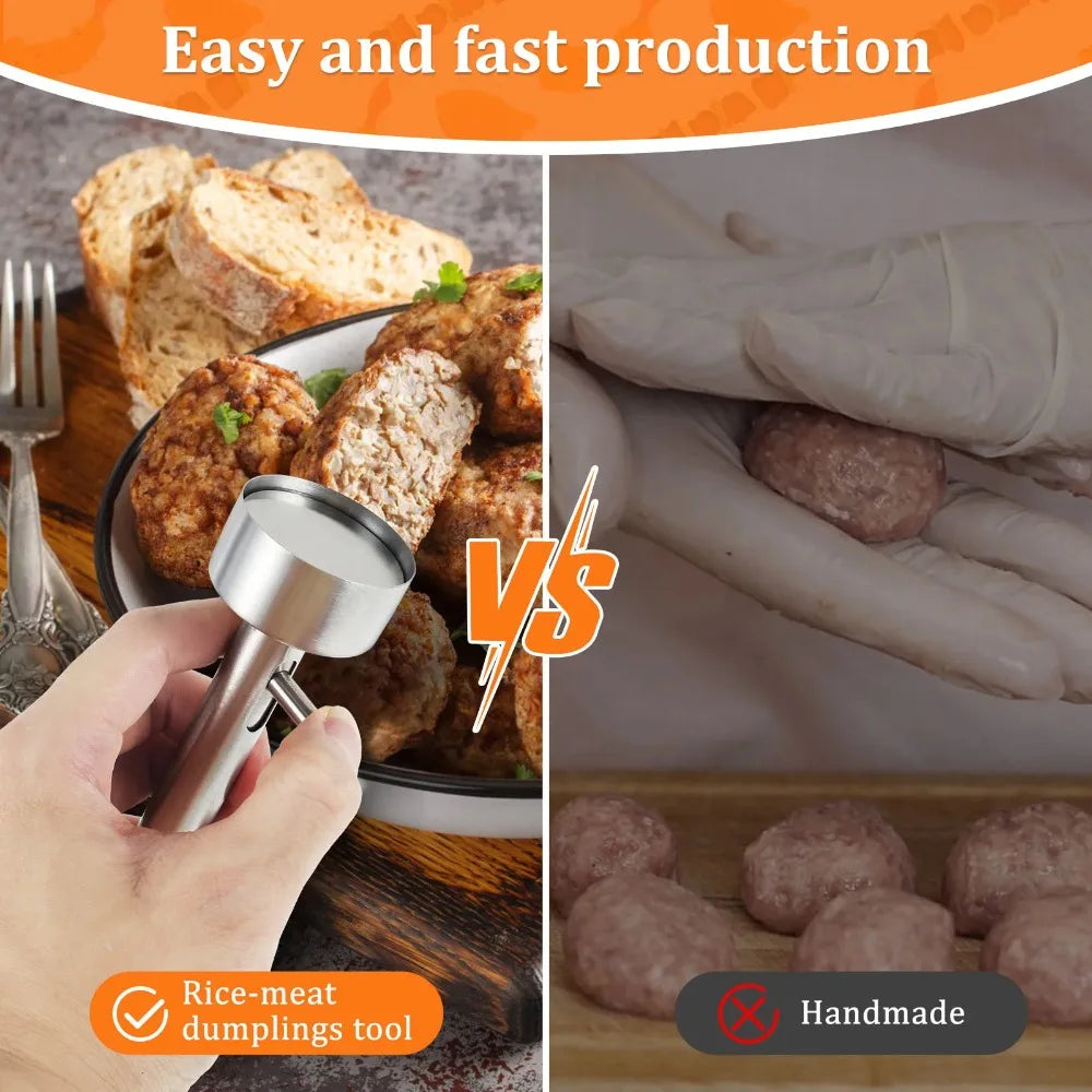 1Pcs Stainless Steel Falafel Scoop Meatball Maker Durable Kitchen Tool Spring Design Nonstick Falafel Mold for Cooking Gadgets