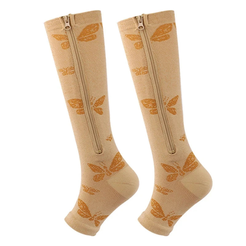 Zipper Compression Socks Medical Varicose Diabetes Swelling Sports Socks Men's Outdoor Running Cycling Glof Women's Stockings