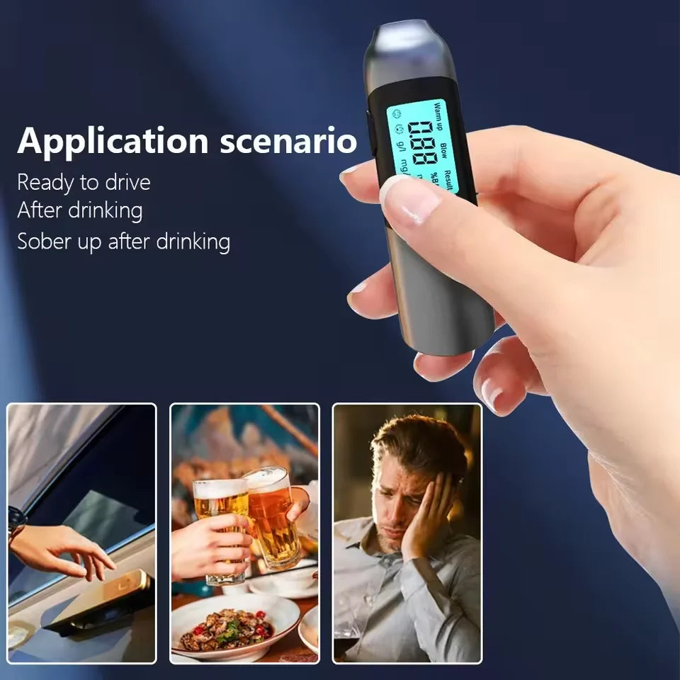 MR702 Digital Alcohol Tester Breathalyzer Portable Professional High Sensitivity Type-c Drunk Driving Car Electronic Tool
