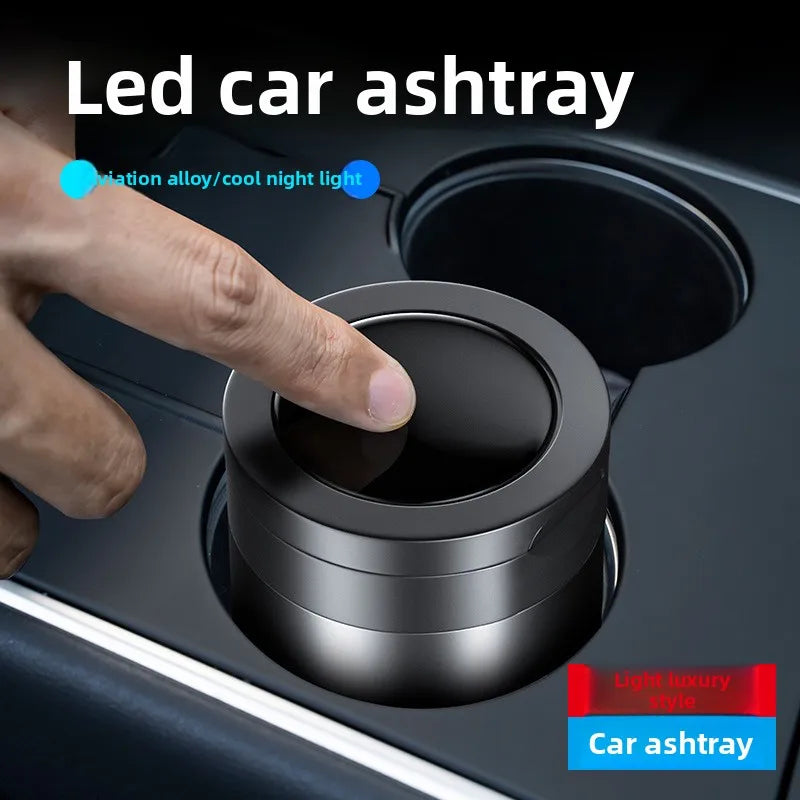 Multifunctional Car Ashtray for Car LED Lighted Alloy Creative Cup Seat Ashtray Car Interior