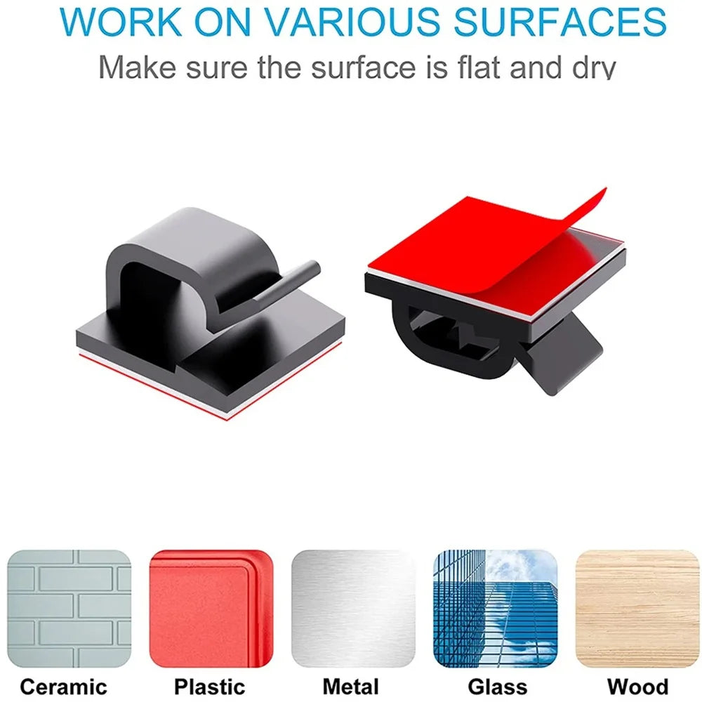 50Pcs Cable Clip Self-Adhesive Cable Organizer Wire Protector Holder For Mouse Headset Wire Storage Desktop Tidy Management Clip