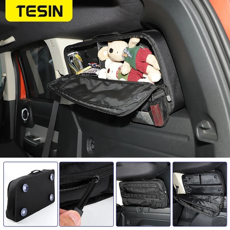 TESIN Car Rear Window Glass Storage Bag Organizers for Dodge Nitro 2007-2012 Stowing Tidying Trunk Side Bag Interior Accessories