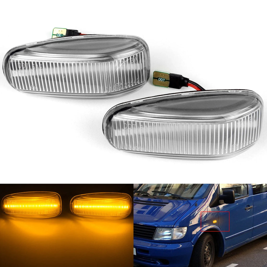 Clear Lens Side Marker Indicator Repeater LED Light Amber For Mercedes Benz C208 A208 W210 S210 R170 W638 W414 Sprinter 903 904