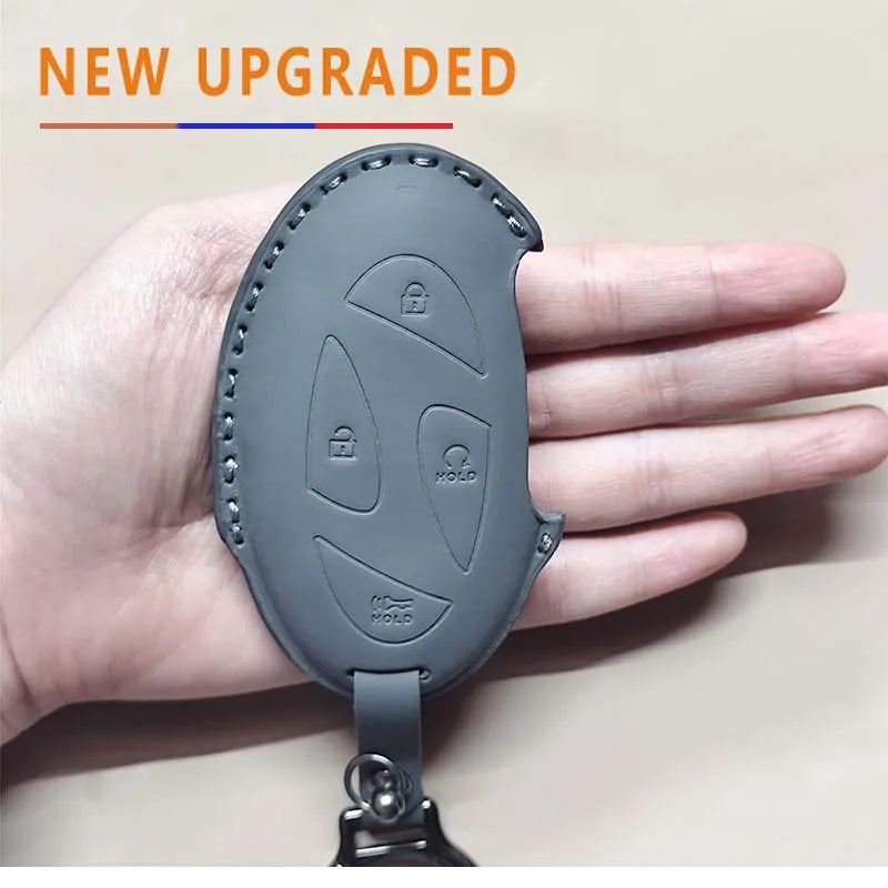 Car Remote Key Case Cover for Hyundai Grandeur GN7 Kona Ev 2023 Ionic 6 5/7 Bottons Leather Keychain Durable Luxury Accessories