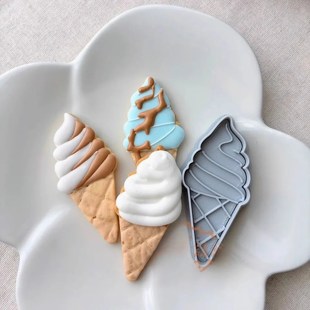 Ice Cream Cone Shape Cookie Mold Ice Cream Cone Chocolate Fondant Biscuit Mold Cake Dessert Gift Making Tools
