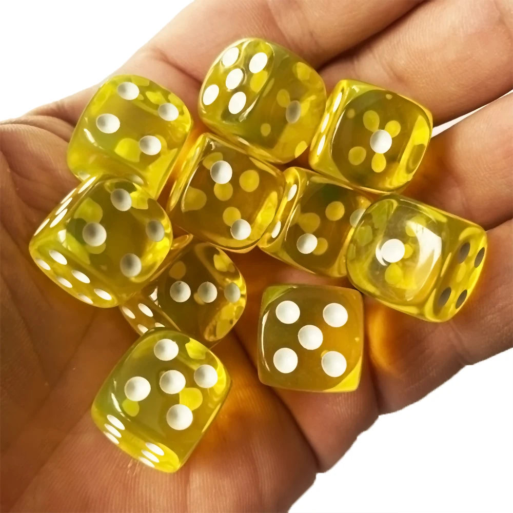 10pcs/Pack Transparent Acrylic Dice 16mm High Quality Multicolour #16 Round Corner Boutique Game Dices Cubes