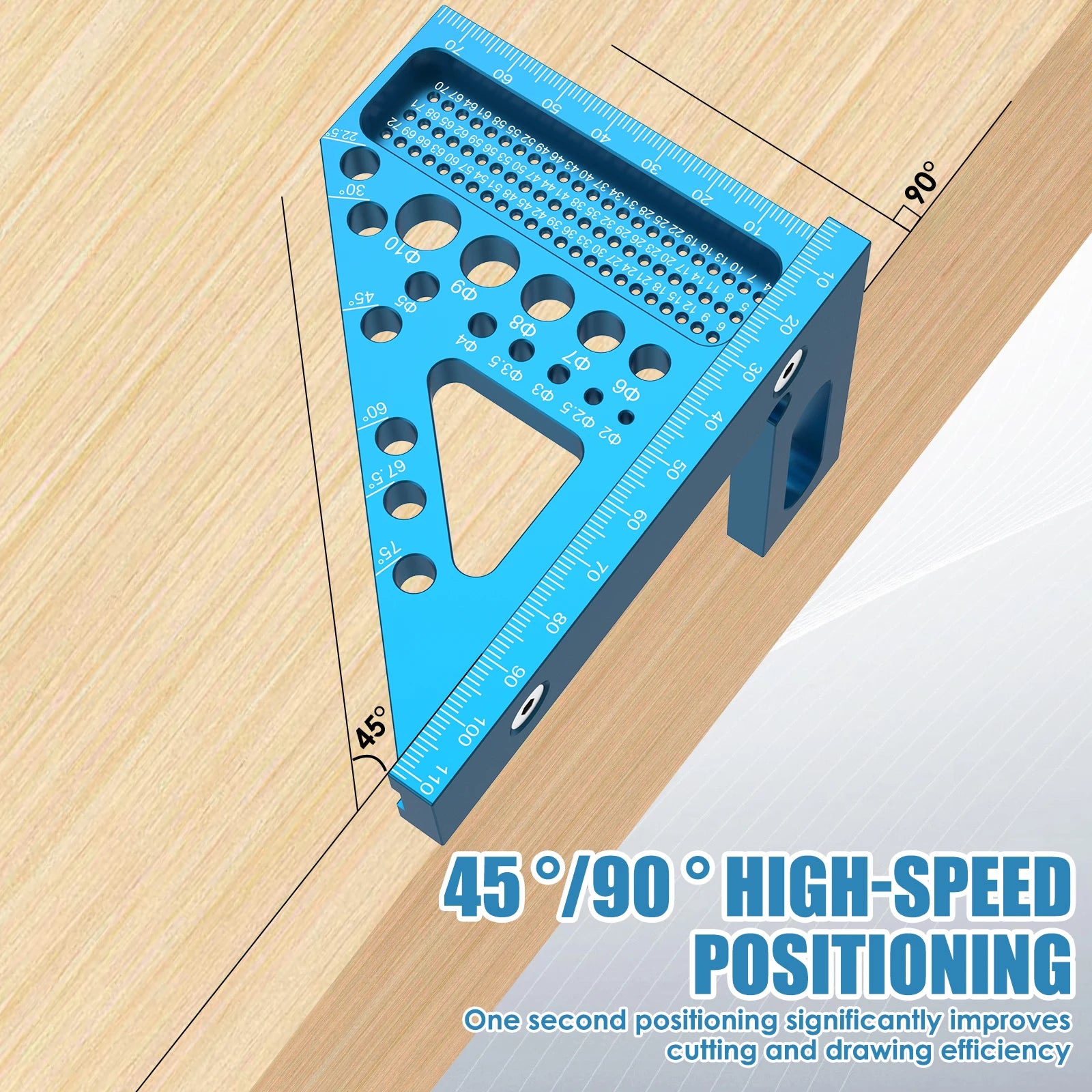 Aluminum Alloy Scribing Ruler 3D Multi Angle Measuring Ruler 45-Degree Angle and Right Angle Drawing Line Ruler for Woodworking