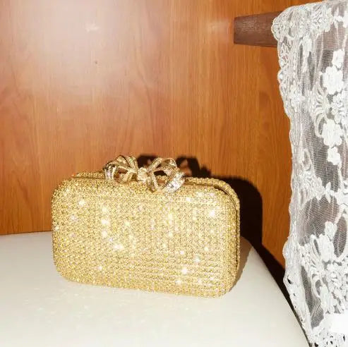 Luxury Diamond Clasp Evening Bag Bowknot Clutch Purse Rhinestone Totes Bags High Quality Handbag Fashion Party Clutch Handbag