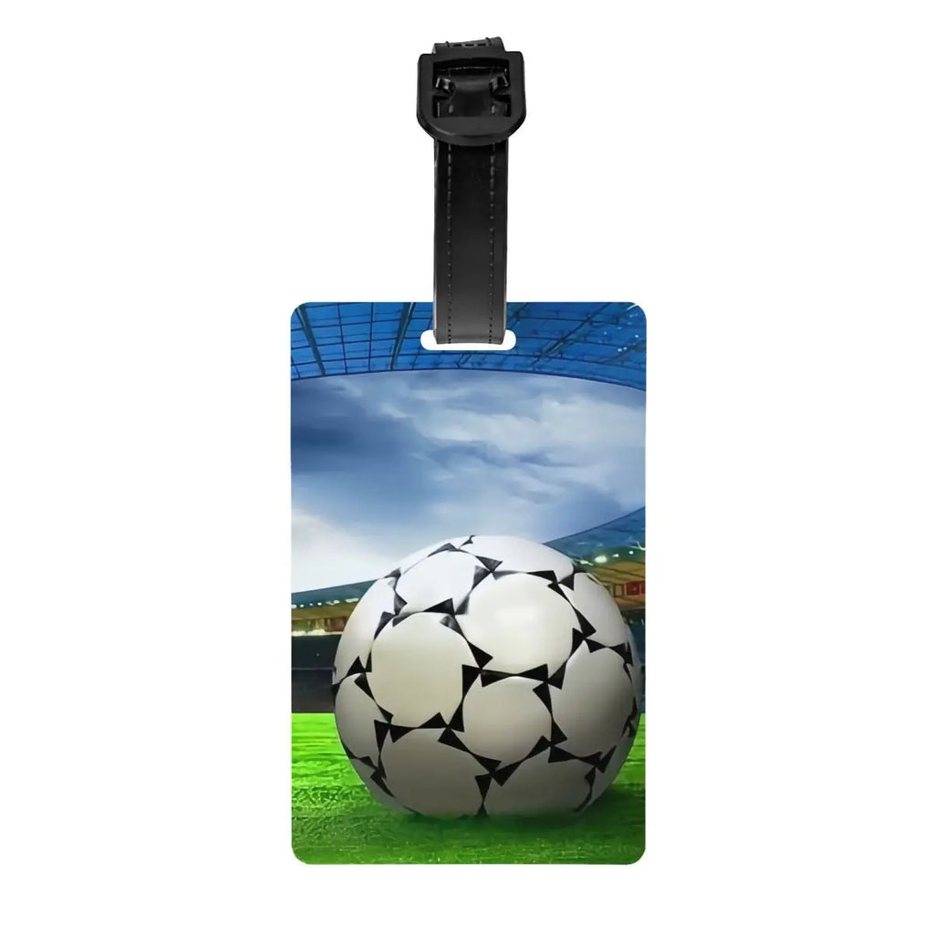 Custom Cool Soccerly Footbally Print Luggage Tag With Name Card Privacy Cover ID Label for Travel Bag Suitcase