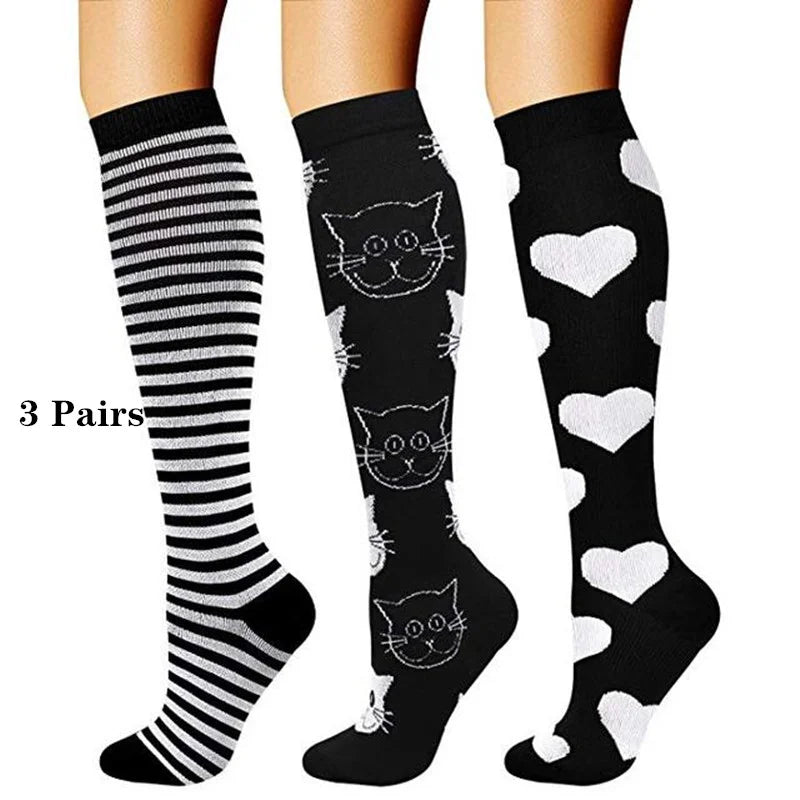 Unisex Compression Socks for Men and Women Medical Diabetes Varicose Veins Sports Socks for Running Cycling Travel Flight Yoga