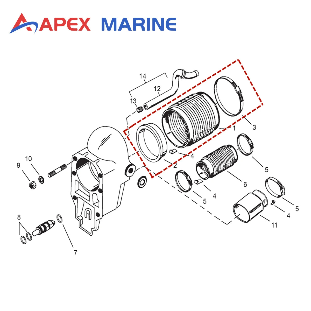 U-Joint Bellows Fits for Mercruiser Stern Drive Bravo & Blackhawk Models 8M0062406 86840A3 86840A05 Sierra 18-2756 GLM	89140