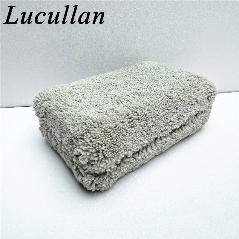 Lucullan Premium Grade Cobra Long Fiber Plush Wax Glazes Rectangle Foam Pad Microfiber Detailing Applicator Sponge