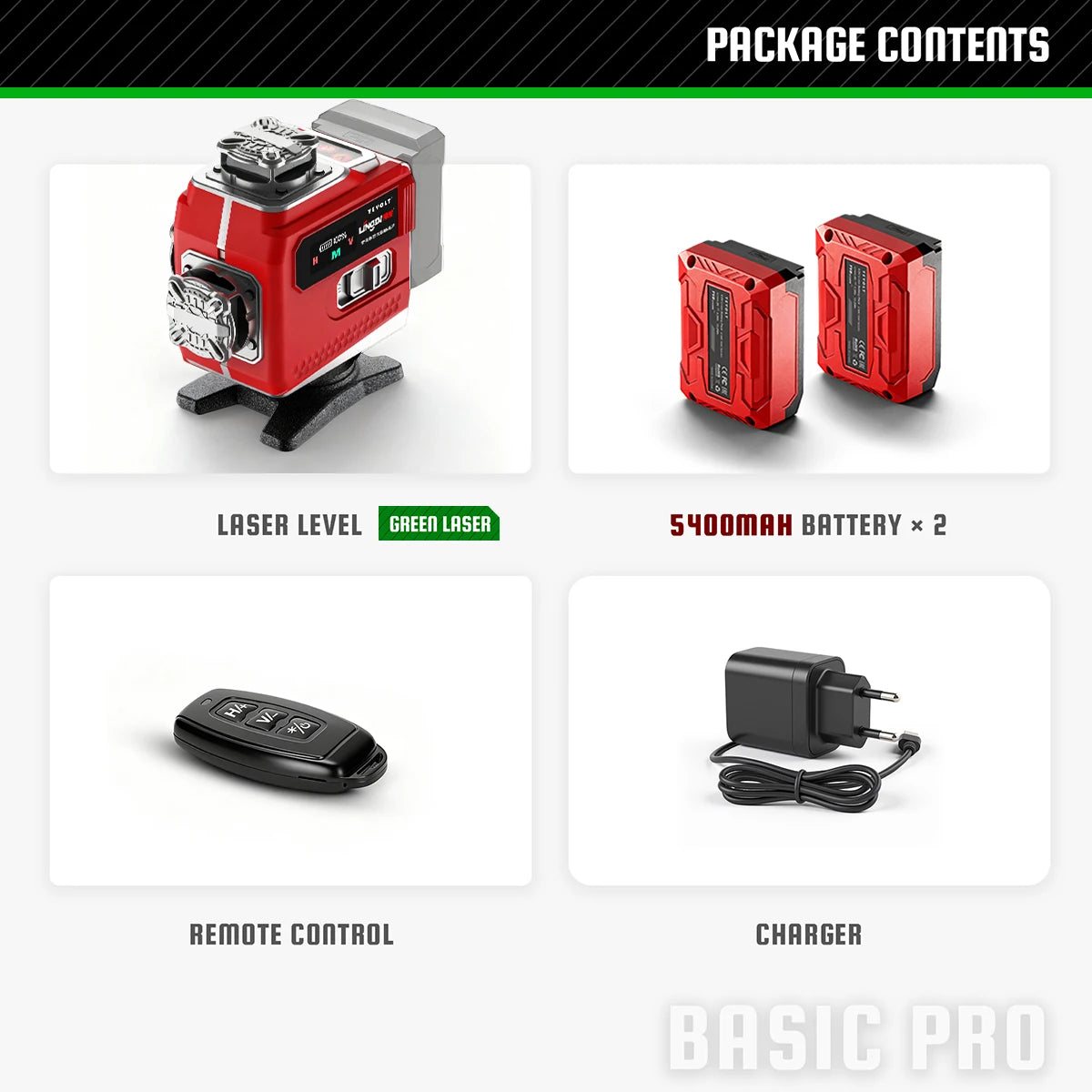 YEVOLT 16-Line Laser Level (Red/Green Beam Choices) 360° Rotatable Bottom & Laser Window Touch Panel Operation Power Display