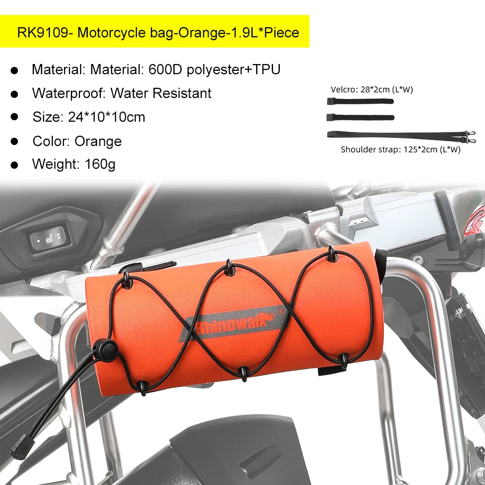 Rhinowalk Motorcycle Side Bag 100%Waterproof Motor Crash Bar Bag 1.9L Portable Motorbike Saddlebag Repair Tool Placement Bag