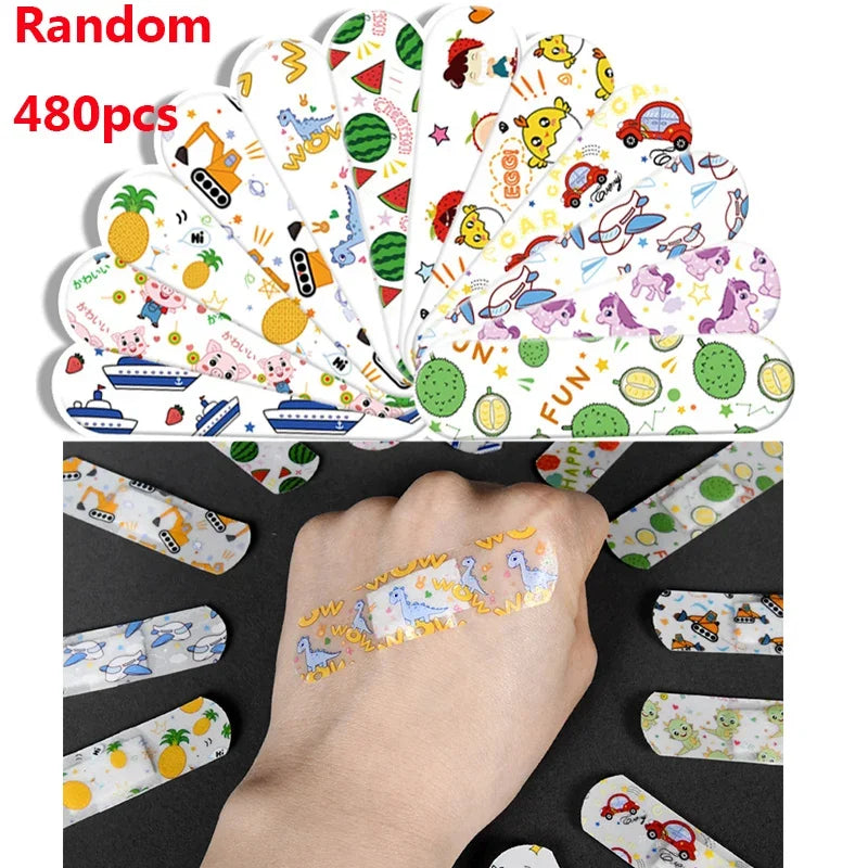10-480Pcs Cartoon Animal Pattern Waterproof Hemostasis Kids Band Aid Stickers Adhesive Bandage Plasters for Children