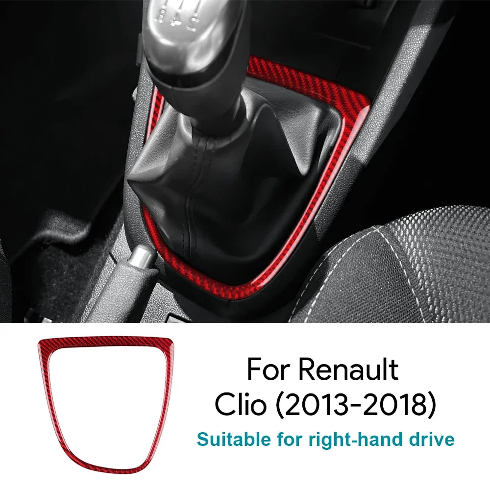 Real Soft Carbon Fiber Sticker For Renault Clio 4 2013 2014 2015 2016 2017 2018 LHD RHD Car Gear Outer Shift Frame Interior