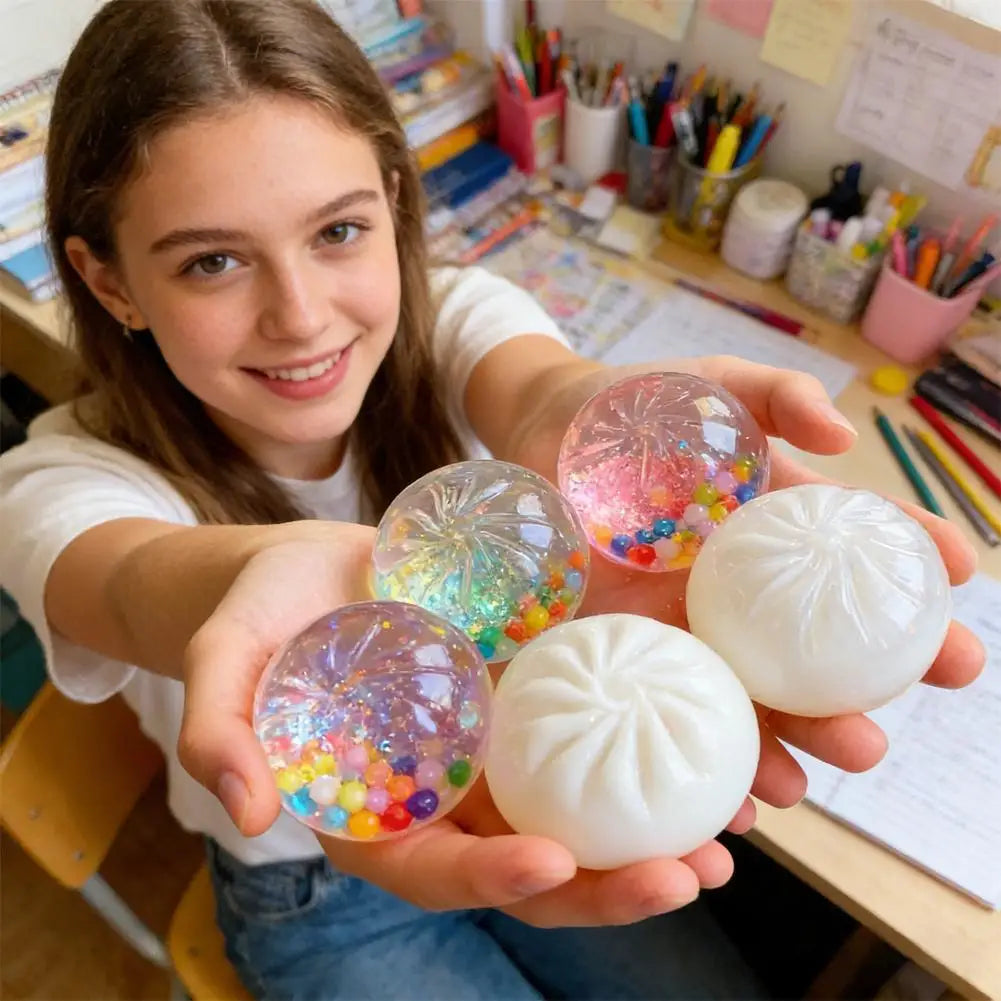 1/5Pcs DIY Hollow Steamed Bun Squishy Shell Clear Crystal Skin Squeeze Toy Component, Reusable Empty Food Toy Cover for Handmade