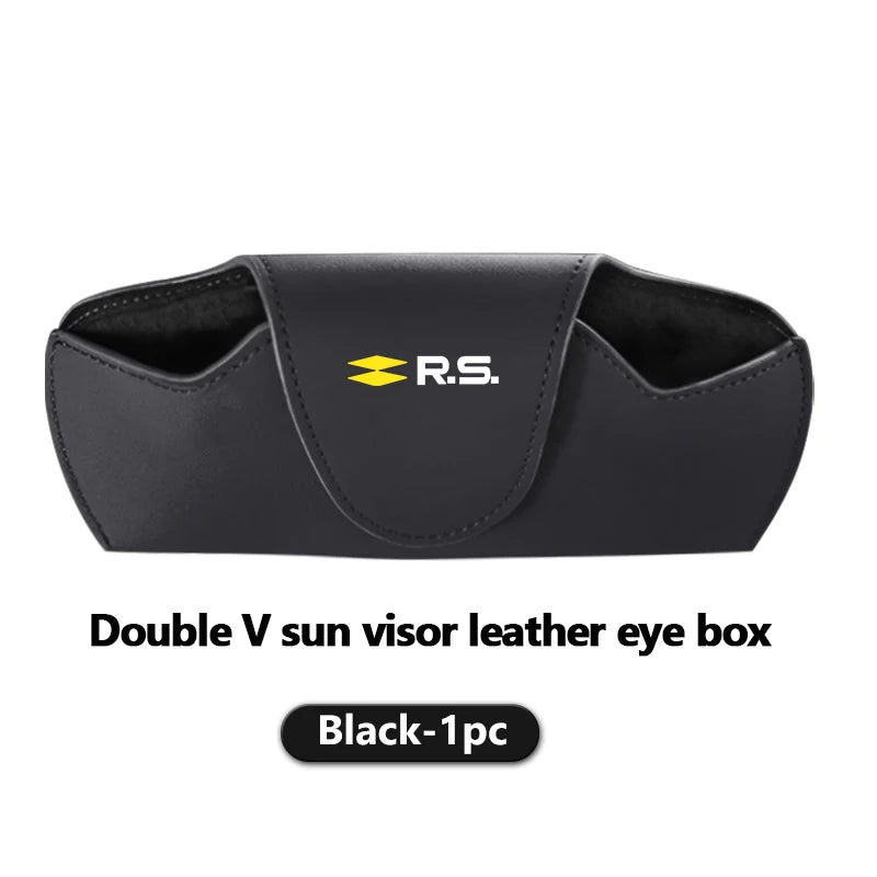 Leather Car Logo Sunglasses Case Sun Visor Sunglasses Storage Accessories For Renault Arkana Captur Twingo Talisman RS Line