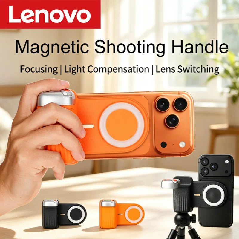 Lenovo Magnetic Camera Grip with Bluetooth Assistant Ring Light Selfie Mode Adjustable Focus and Shutter Button For MagSafe