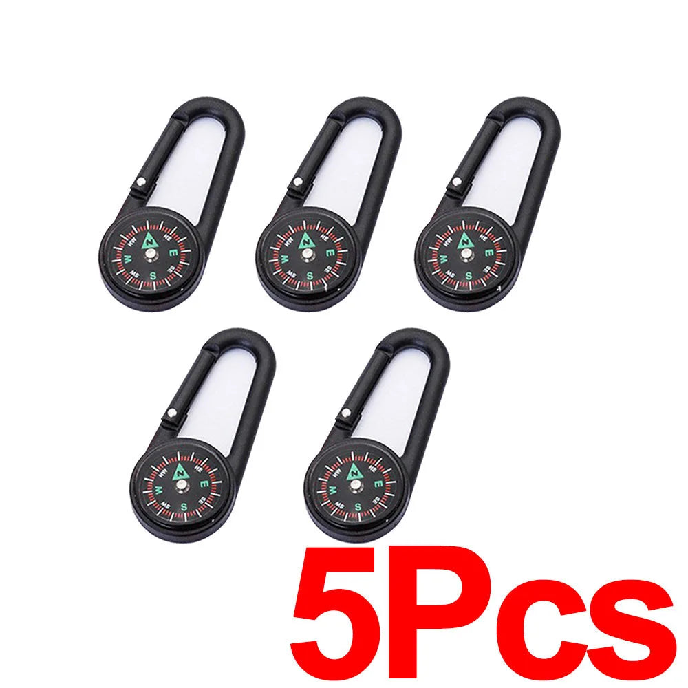 Outdoor Compass Carabiner Mini Camping Keychain Mountaineering Hiking Backpack Buckle with Compass Survival Children Gifts