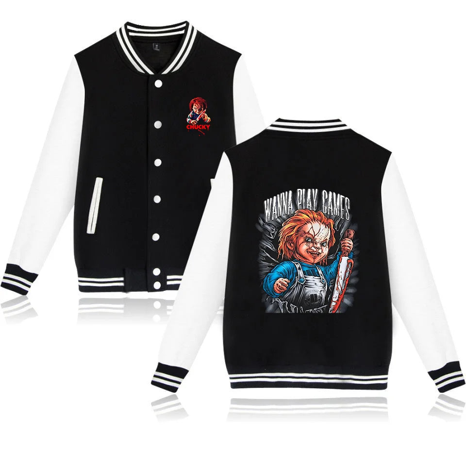 Child's Play Chucky Bomber Jacket Women Men Autumn Baseball Jacket Coat Student Streetwear Harajuku Bomber College Jacket
