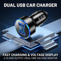 Dual USB Car Charger LED Display 3.1A Output ABS Adapter Low Temperature Protection For Tablet Smartphone For iPhone 17 16 Pro
