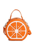 Novelty Lemon/orange Slice Crossbody Bag, Cute Fruit Shaped Pu Leather Purse with Top Handle