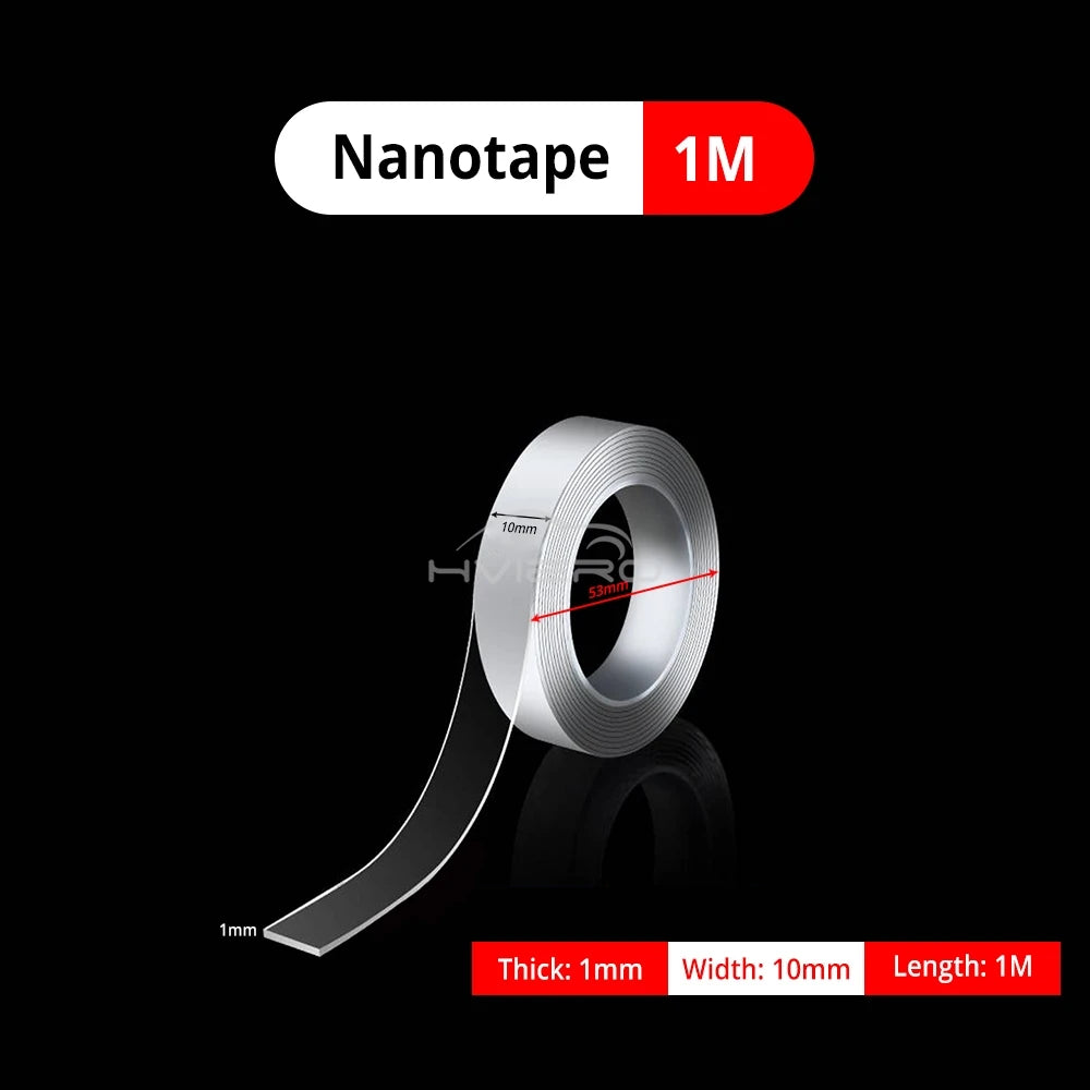 1M/3M/5M Nano Tracsless Double Sided Tape Transparent Reusable Lasting Waterproof Resistant Heat Adhesive Cleanable Car Special