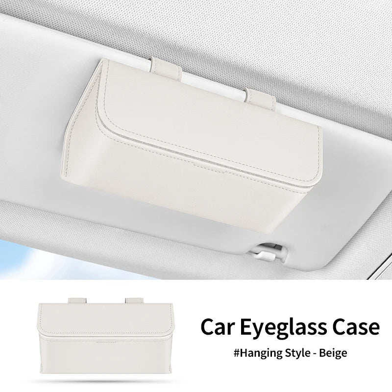 Car Sun Visor Glasses Holder Leather Multi-functional Storage Case Auto Sunglasses Holder Car Storage Box Interior Accessories