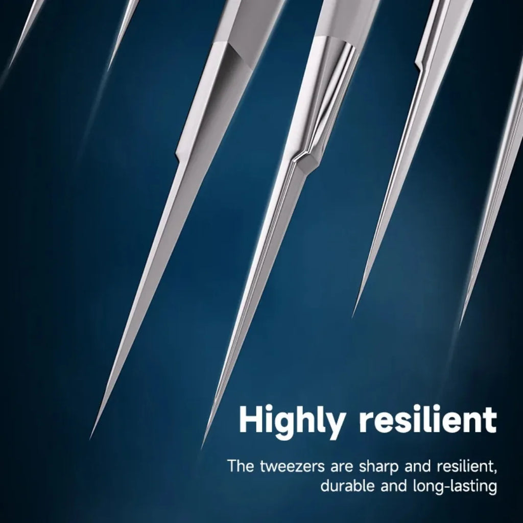 Precision Tweezers 0.01mm Tip - Anti-Slip 3D Stainless Steel Tweezers for Phone Repair, Flywire Handling, PCB & Micro Soldering