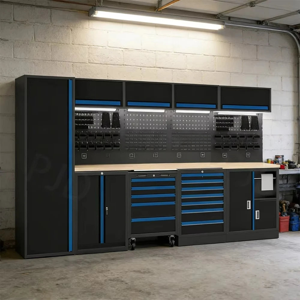 #Workshop Tool Cabinets System With Lockable Drawers Metal Workshop Tool Cabinet Workbench Combination