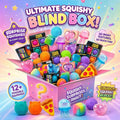 100+ Pieces Assorted Squishy Figures Blind Box Surprise Toy Slow Rising Soft Fidget Toys Featuring Moai Head Panda Rabbit Stress