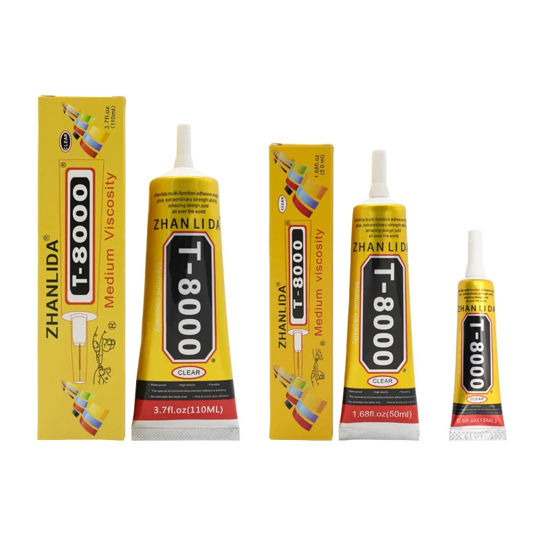 Zhanlida T8000 15/50/110ML Clear Mobile Phone Adhesive MultiPurpose DIY Electronic Component Glue with Precision Applicator Tip