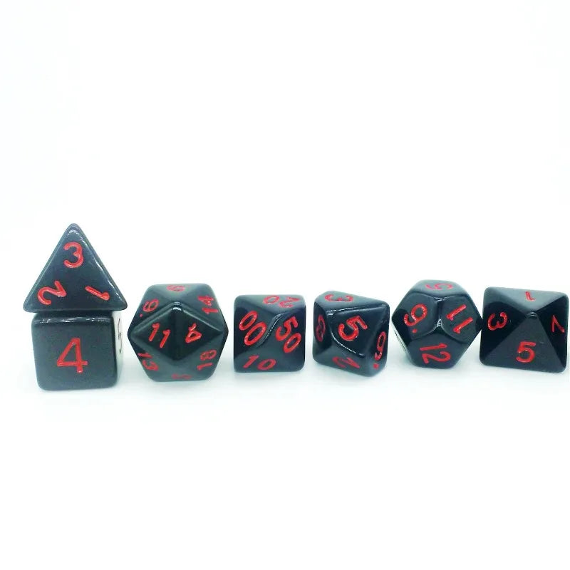 7Pcs/set 2023 New Foreign Trade Product Classic Color Multi Sided Dice Black Red Oil