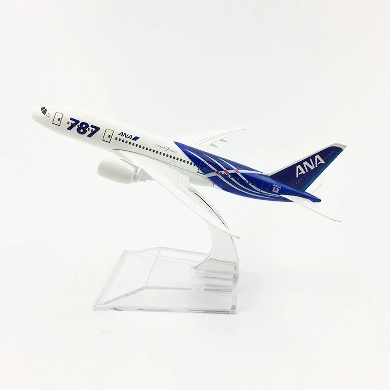 16cm Diecast Plane Model B787 Series Metal 1/400 Scale Airplane Toy Replica Miniature Aviation Collectible Aircraft For Display