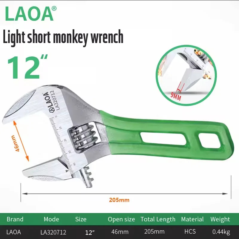 LAOA Short Handle Wrench Adjustable Long Handle Lightweight Large Opening Wrench 6' 8' 10' 12' Repair Tool  Large Open
