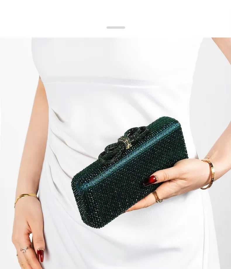 2026 Cross-Border New Style Silk Rhinestone-Shaped Clutch Bag Magnetic Clasp Single Shoulder Crossbody Ladies Evening Bag Luxury
